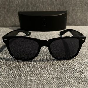 Oliver Peoples Shiny Black Sun Horn Like Sunglasses